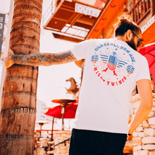 Load image into Gallery viewer, The Iconic American Eagle, the mighty symbol of the United States. Wear this Mighty Wings Shirt proudly. The red, white and blue of the US Flag are shown.  A true American Shirt. This Old Skull US Eagle Flag Shirt reminds me of the song, "I'm proud to be an American..."  Experience the OldSkull Shirts quality. Old Skull Shirts are the coolest shirts you'll own. -OldSkullShirts USA