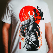 Load image into Gallery viewer, NEW DESIGN! A absolute must have for Samurai Shogun t-shirt fans.  This Tosei-gusoku armor clad samurai ("bushi") comes right off the pages of Samurai Manga. Carrying his katana and sporting his kabuto, he is ready for action. Show the world you appreciate the complexities of the ancient samurai. 武士 Experience the OldSkull Shirts quality. This Shogun Samurai Old Skull Shirts is one of the coolest shirts you'll own.  -OldSkull Store USA