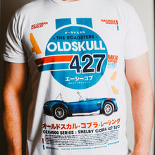 Load image into Gallery viewer, The Vintage Style Old Skull Shirts Shelby Cobra 427 T-Shirt is a throw back to one of the greats. A classic. Where beauty and power meet. The iconic AC Shelby Cobra 427 is one of the most sought after cars in the world. It was produced from 1965-1967. Sporting a 427 cu in FE engine with a single 4 barrel Hollley carburetor this beauty pumped out 427 hp and 480 lb-ft of torque.this is a unique Shelby T-Shirt. Experience the OldSkull Shirts quality. -OldSkull Store USA the best shirt store in North America.