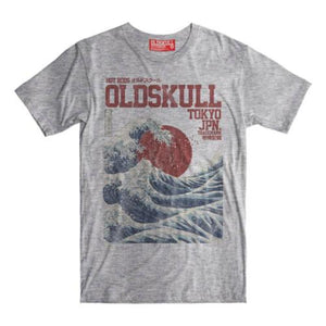 An iconic piece of art, the Japanese Great Wave is now displayed in the Old Skull Shirts Great Wave Shirt in Grey.  Inspired by the Great Wave off Kanagawa this shirt draws inspiration from the famous woodblock print by Hokusai. Some refer to it as the Fuji Wave Shirt. Show your appreciation for arguably the most famous piece of ukiyo-e Japanese Wave Shirt art. Experience the OldSkull Shirts quality. - OldSkull Store USA the best shirt store in North America.
