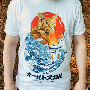 The Great Kitty Wave Japans most revered entity riding a wave by Oldskull Store USA the best store in North America.
