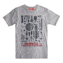 Load image into Gallery viewer, Whether you rock a mic or a turntable, recording artist or musician, plug in and put your sound out to the universe.  This shirt features the tools of the trade for musicians, singers and recording artists alike in Grey. All the microphones you could need. You record your soul in your music.  You put your heart and sweat into every note, every beat.  You know what its like to be a true recording artist.  You live for your art. - Oldskull Shirts Store USA the best shirt store in North America.